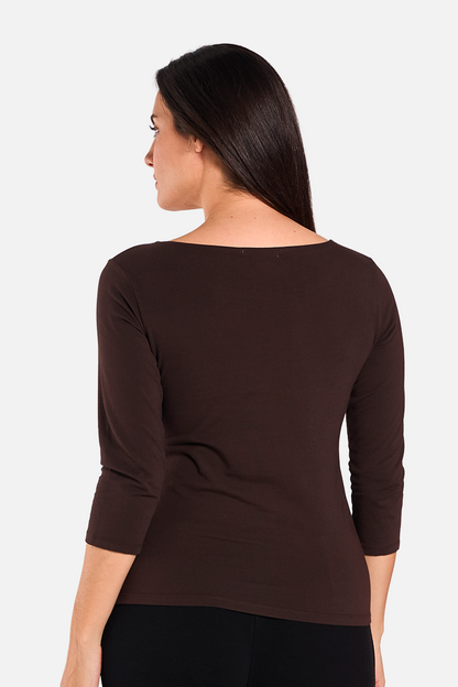 FLORA Camiseta Manga 3/4 Cacao de FETE — Detras