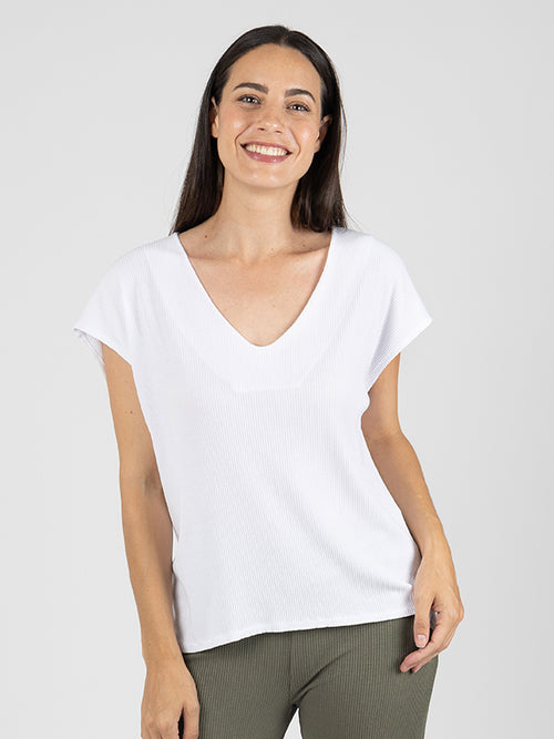 MELODICA Camiseta Hombro Caído White