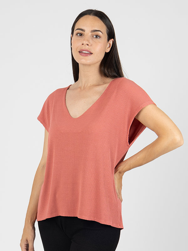 MELODICA Camiseta Hombro Caído Berry