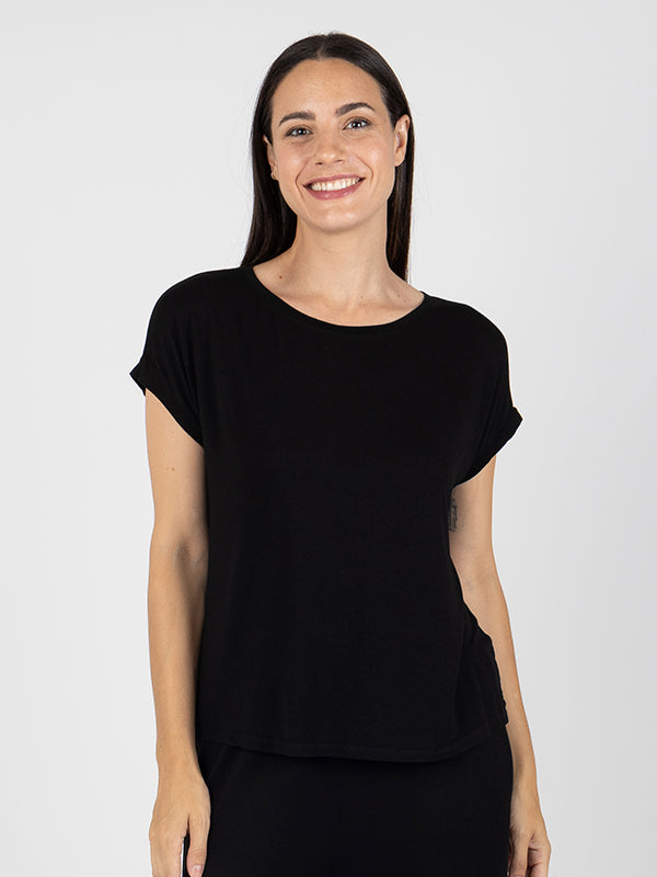 RISA Camiseta Hombro Caído Black