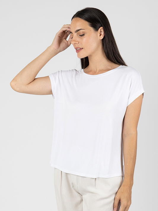 RISA Camiseta Hombro Caído White