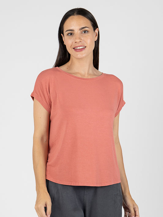 RISA Camiseta Hombro Caído Berry
