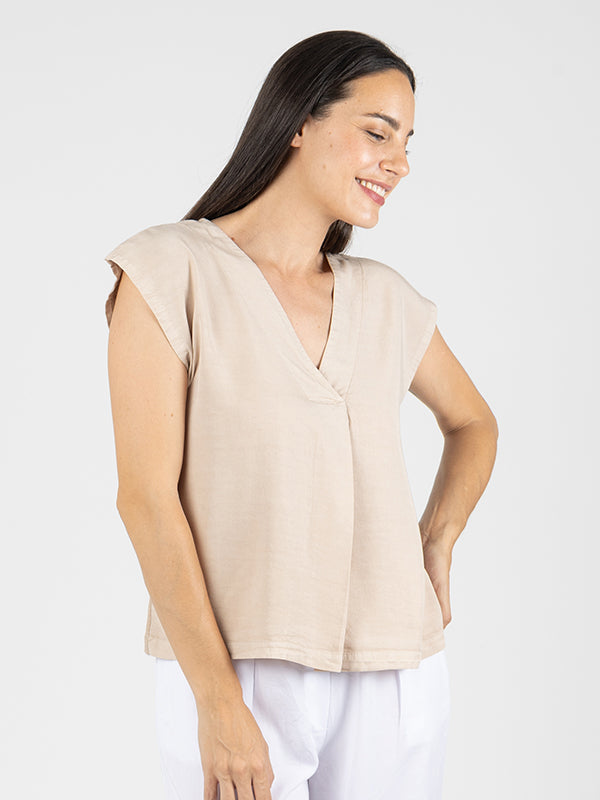 ROSA Camiseta Hombro Caído Sand